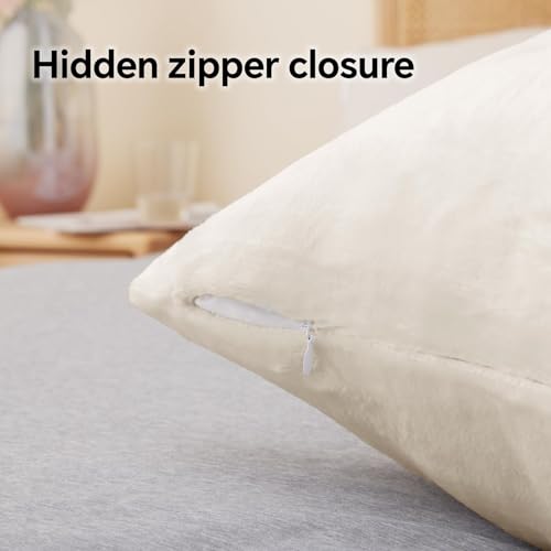 Image of BEDELITE Flannel King Size Pillow Cases Set of 2, Off White, 20x36 Inches