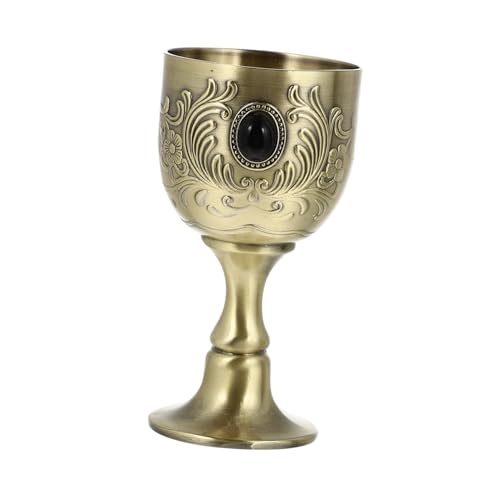 Luxshiny Coupe à Vin Rouge Vintage en Alliage Métal Mini Calice Rétro pour Maison Restaurant et Fête Tasse en Métal Décorative Gobelet Style Européen Surface Lisse Facile à Laver