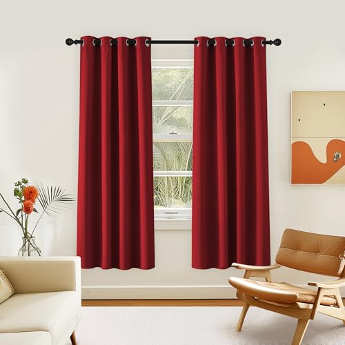 NICETOWN Room Darkening Curtain for Living Room - Energy Saving Thermal Insulated Grommet Room Darkening Curtain/Drape for Bedroom (1 Panel, 46 by 72, Burgundy Red)