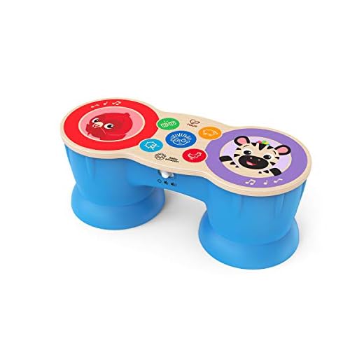 Baby Einstein, Hape, Upbeat Tunes Tambores Magic Touch, Juguete Musical de Madera, Instrumentos Musicales electrónicos para niños, 6 melodías, 4 Modos Musicales, a Partir de 6 Meses