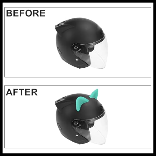 Hihaha 1 Set Cat Ears Style Attachments Helmet Devil Horn Decoration Stick with Suction Cup Helmet Cover Sticker for Motorcycle Bicycle Scooter Blue Durable Material - Thumbnail 6