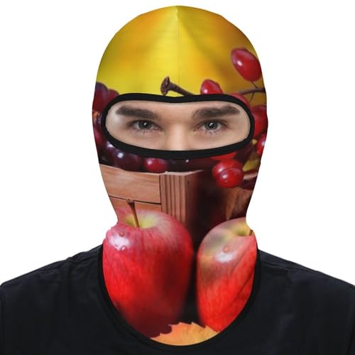 Balaclava para hombre y mujer con diseño de hojas rojas de otoño y frutas, máscara facial protectora contra el sol, transpirable y de cobertura total para senderismo, ciclismo, correr y conducir miniatura 1