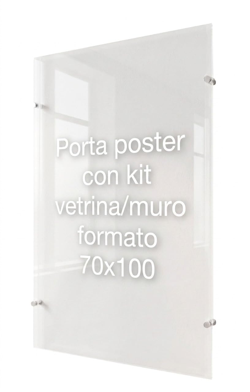 Portacarteles transparente 70 x 100 cm para pared o suspensión, bolsillo para carteles con espaciadores y cables, indispensable para tiendas, oficinas, escaparates, hoteles y restaurantes