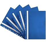 Netuno 5x Schnellhefter Kunststoff Hefter A4 Blau mit Klarsichtdeckel und Beschriftungsfeld gelocht Mappen zum Sortieren Aufbewahren Archivieren ideal für Schule Studium Büro Zuhause
