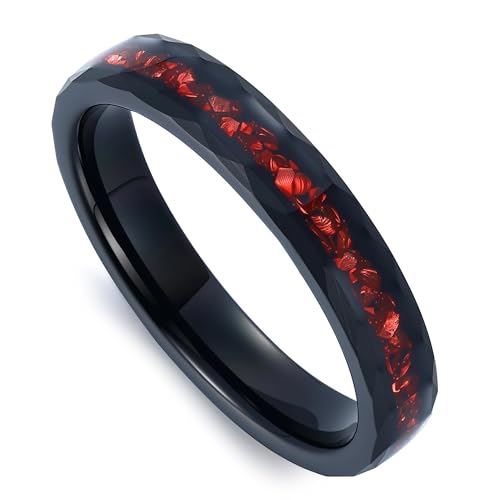 4mm Tungsten Wedding Bands for Women Gold Plated Opal Birthstone Promise Ring for Her Domed Polished