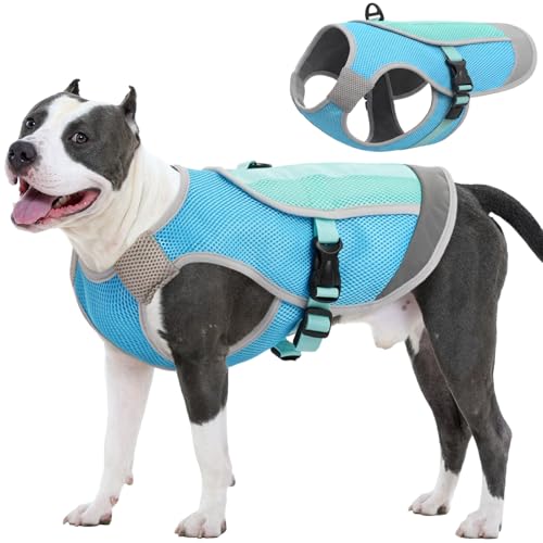 Kuoser Dog Cooling Vest for Summer, Lightweight Dog Cooling Harness Shirt with Breathable Mesh, Reflective Cooler Jacket Pet Cool Vest for Small Mediu
