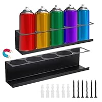 SUMNACON 2 Stück Magnetischer Dosenhalter, Metall Sprühflaschenregal,langlebig Wandregal für 10 Sprühflaschen, Spraydosenhalter Werkstatt Halterung, für Garage Werkstatt Schwarz