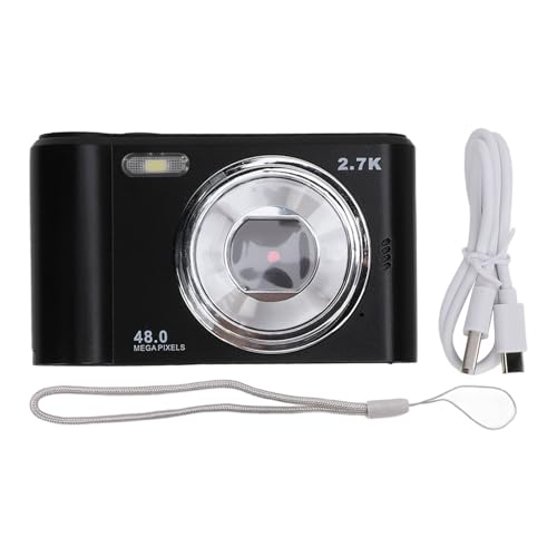 HD �f�W�^���J���� 48MP�A2.7K �r�f�I�f�W�^���J�����A8X �f�W�^���Y�[���ƃI�[�g�t�H�[�J�X�A2.4 �C���` IPS �X�N���[�����s Vlogging �Ƒ��C�x���g�p�|�[�^�u���f�W�^���r�f�I�J���� (Black)