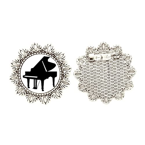 Broche de piano plateado musical para lucir en conciertos