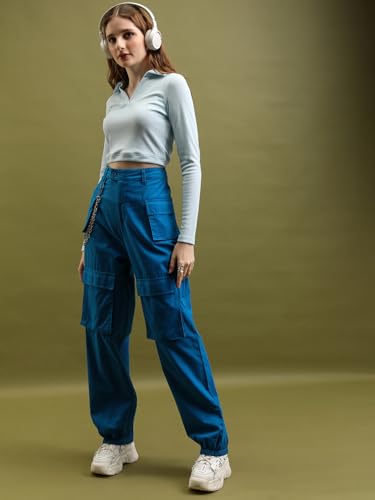 Image of Tokyo Talkies Women's Regular Fit Cargos Trousers| High-Rise