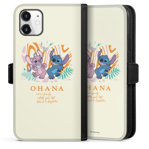 Coque iPhone 11 Disney Stitch étui folio magnétique en simili cuir bleu