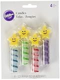 velas wilton El set contiene 4 velas Wilton Velas de Estrella, Cera y Plástico, Multicolor, 1.68x12.32x16.64 cm, 4 Unidades