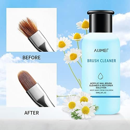 Image of Nail Brush Cleaner Restorer Nail Brush Cleaner Solution Clean Manicure Brushes Set A with Glass Cup & Cleaning Cotton Pads for Nail Art Gel Polish Painting Brushes 58ml