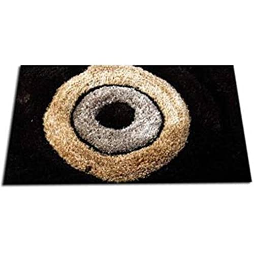 Image of Anti Skid Doormats for Home and Office Entrance Living Room and Bathroom Mats | Entrance Door Mats for Home and Office Entryway. (Black Circle Beige, 20x32)