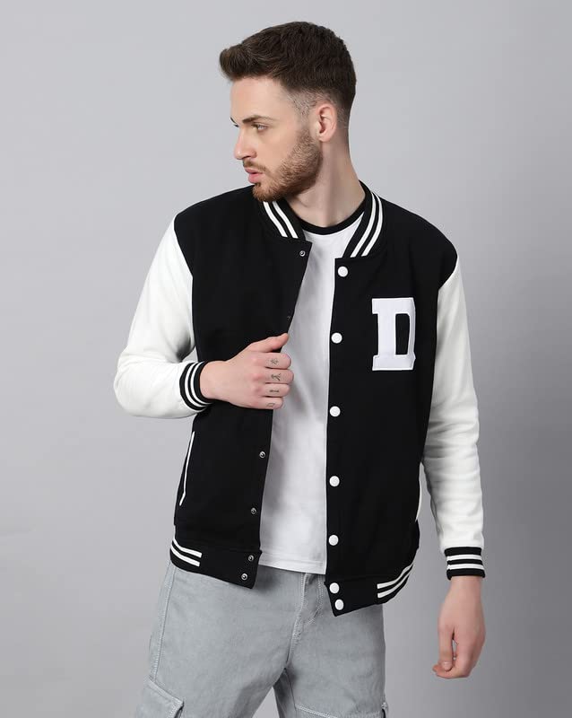 Image of BE SAVAGE Men's Cotton Blend Standard Length Varsity Jacket