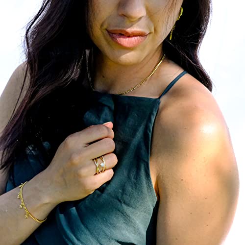 18K Gold Vermeil Criss Cross Engagement Ring | Pave X Ring Contemporary Criss-Cross Band | Double Band Solitaire Ring Promise Ring (Size 7) #TOP4