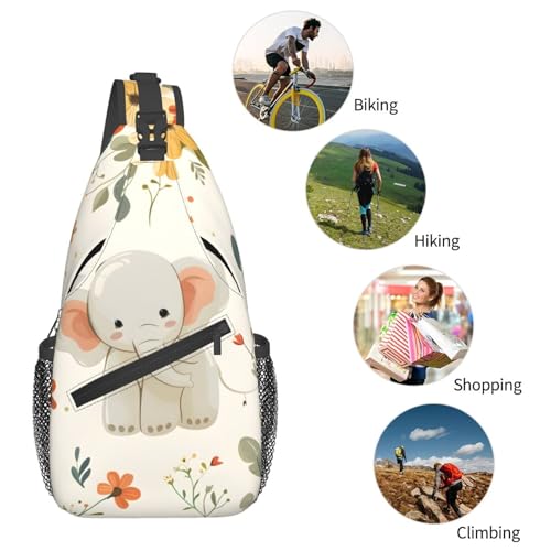 Mochila bandolera liviana con diseño de elefante para adultos miniatura 6