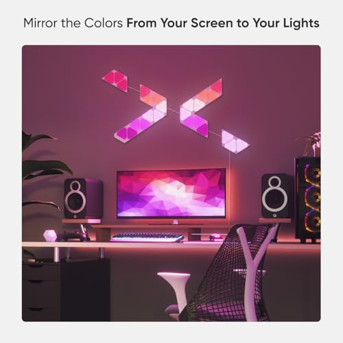 Nanoleaf Polypropylene Shapes Wifi And Thread Smart Rgbw 16M+ Color Corded Electric Led Dimmable Gaming And Home Decor Wall Lights Expansion Pack (Mini Triangles (10 Pack)),?240 Volts,Multi-Coloured