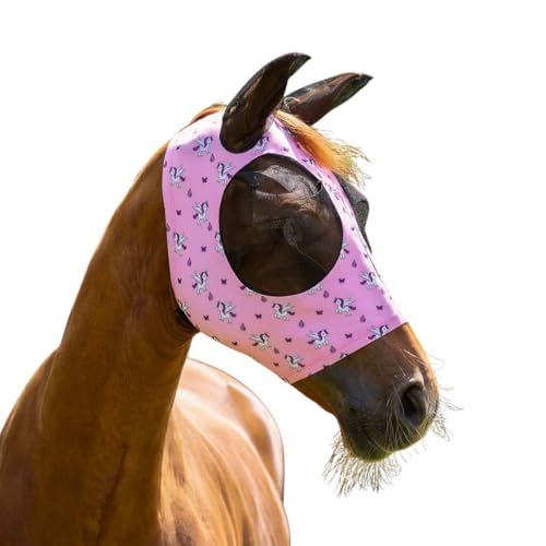 QHP Fliegenschutzmaske Fliegenmaske Unicorn pink, Größe:Cob
