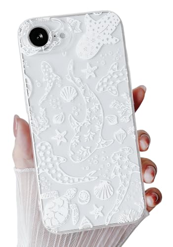 Coque iPhone 17e transparente au motif tortue blanche en silicone TPU souple et antichoc