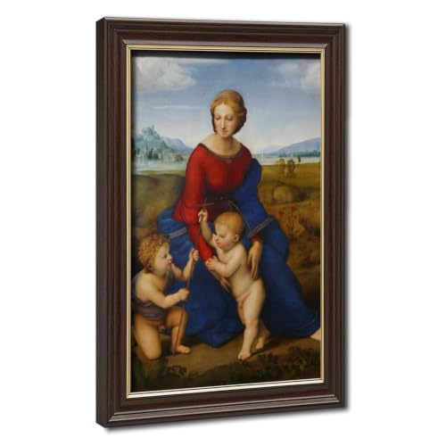 Toile Raphaël Madonna Del Prato encadrée 50x75 cm pour décoration murale