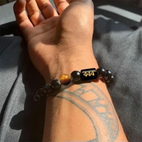 10mm Natural Stone Obsidian Beaded Bracelet Number 111-999 Handmade Bracelet New-4443