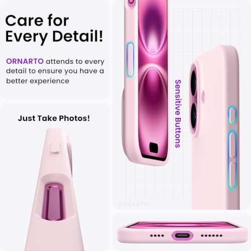 ORNARTO Compatible with iPhone 16 Plus Case 6.7, Slim Liquid Silicone 3 Layers Full Covered Soft Gel Rubber Phone Case Protective Cover 6.7 Inch, Chalk Pink by ORNARTO - Used condition - Image 5