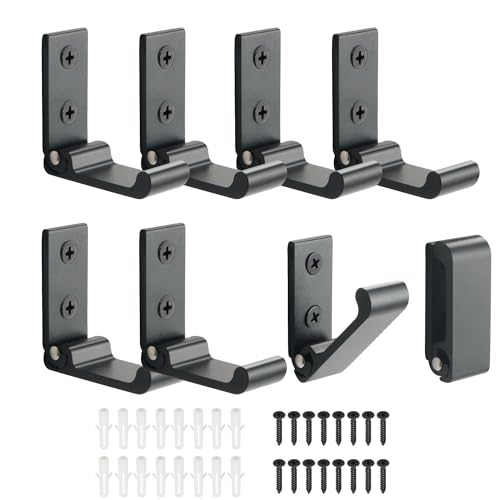 Mooche 8 Pièces Crochets Muraux Pliables pour Salle de Bains, Crochets Muraux à visser en Acier Inoxydable, Crochet Porte Manteau Pliage à 90 Degrés, Noir
