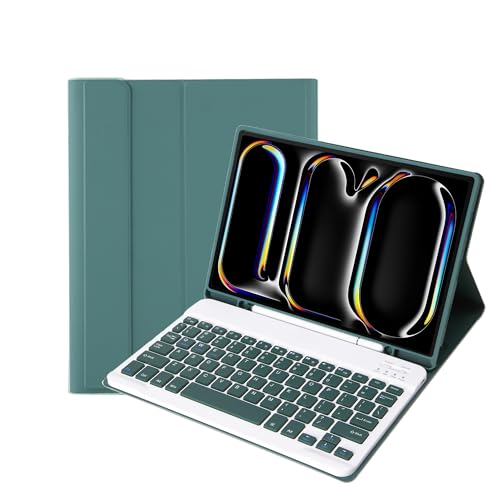 KcoxdCn Slim Candy Colors �L�[�{�[�h�P�[�X iPad Pro 11�C���` (M4) (��5����) 2024�N���� S�y���z���_�[�t�� ���p�X�^���h�J�o�[ ���O���\�ȃ��C�����X�L�[�{�[�h (�_�[�N�O���[��)