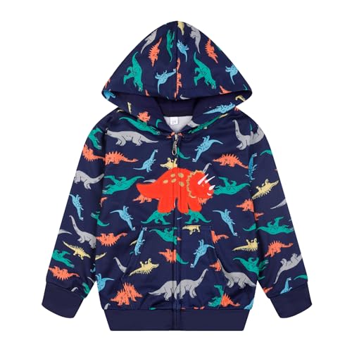 Image of Boys Toddler Zip Up Hoodie Kids Fall Winter Jacket Cute Sweatshirt With Hood 2-7 Years Old