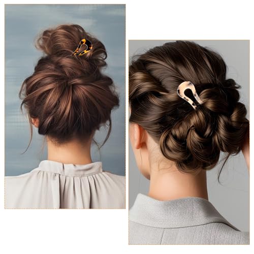 image for Ptwola 3 Pack French Hair Pin U Shaped Acrylic Twist Stick Hair Fork W