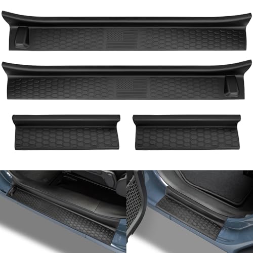 HOCHO Fit for Jeep Door Sill Guards 4 Doors Upgraded Thicker Rubber US Flag Pattern Door Sill Guards Fit for 2018-2026 Jeep Wrangler JL JLU Accessories & Gladiator Accessories