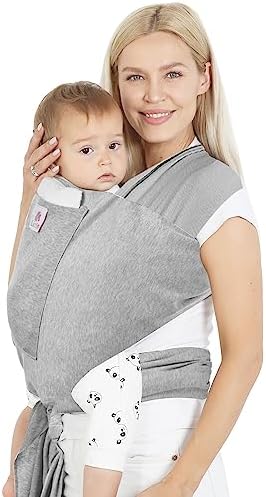 Lictin Baby Wrap Carrier Adjustable Breastfeeding Cover Cotton Sling Baby Carrier for Infants up to 35 lbs/16kg, Soft and Comfortable (Dark Gray)