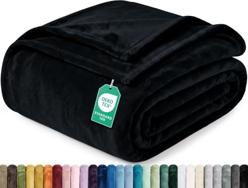Image of Utopia Bedding Fleece Blanket Queen Size Black Lightweight Fuzzy Soft Anti-Static Microfiber Bed Blanket (90x90 Inches)