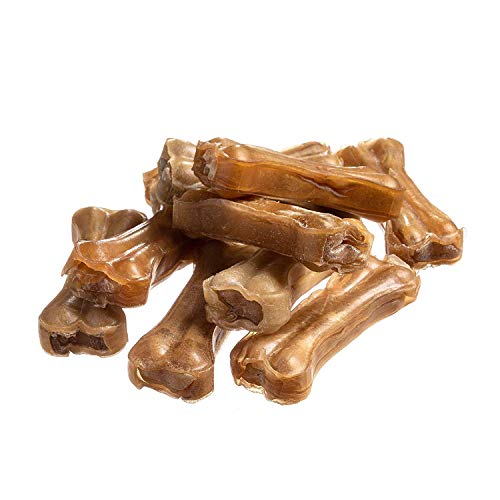 Bontoy Hundekauknochen I 40 Stück x 8 cm I Naturprodukt aus Reiner Rinderhaut I proteinreich und gut für die Kaumuskulatur ihres Hundes