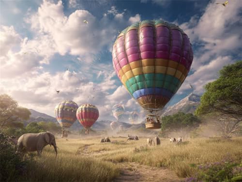 Cuadros para Pintar por Numeros Adultos de Globo Aerostático Paisaje sobre Canvas 80x100cm