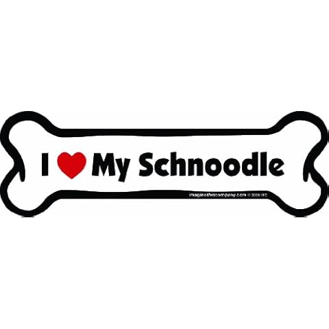 Imagine This Bone Car Magnet, I Love My Schnoodle, 2-Inch by 7-Inch Cover