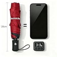 Herreicher UV Schirm Reise Regenschirm Automatik - Kompakt Faltbar Tragbar UV-Schutz Taschenschirm Leicht Umbrella 98cm Spannweite 6 Rippen 210T Abdeckstoff UPF50+ für Erwachsene und Kinder (Rot) – Ansicht 7