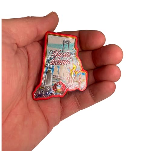 Imán con forma de Rhode Island, 2 pulgadas miniatura 6