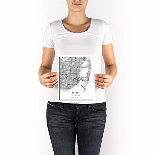 Skanndi Miami Map Print, Florida Fl Usa Map Art Poster, Modern Wall Art, Street Map Artwork 9X11 #TOP5