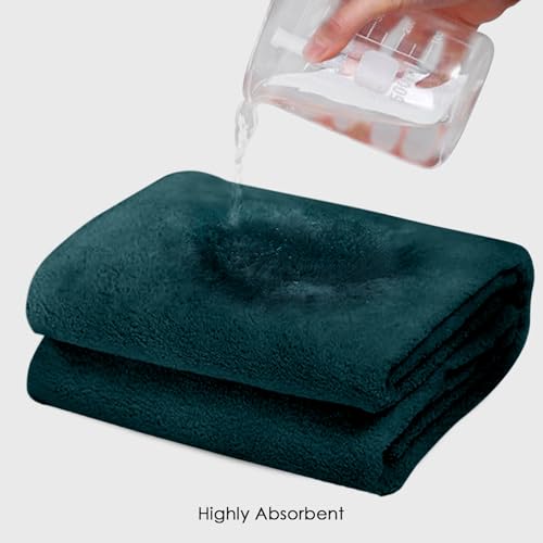 Image of HOUSSE Premium Microfiber Bath Towel - Extra Large 75x150cm Quick Dry Towels for Women Men & Kids | Super Soft Plush 550 GSM | Ultra Absorbent for Home Swimming Sports & Travel (Jungle Green)