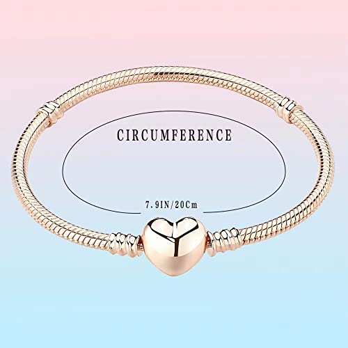 Image of Charm Snake Pattern Bracelet S925 Sterling Silver 18k Gold Plated, Rose Gold Snake Pattern Pandora Bracelet, Gift for Women