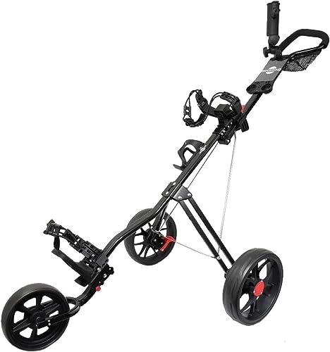 Hoveroid 3 Wheel Foldable Lightweight Golf Push Cart with Foot Brake Golf Bag Cart. Walking Golf Cart, Push Golf Cart, Push Cart for Golf Clubs (N8 Black) (11.5, Black)