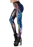 Mermaid Yoga Print Leggings for Women Plus Size Fish Scale High Waisted Pants Halloween Costume...