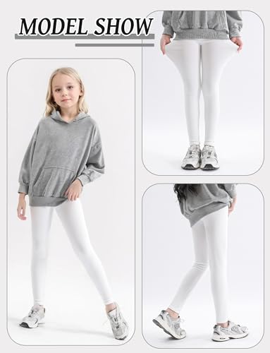 Happy Cherry 3 Pack Girls Leggings Cotton for Girls Leggings Soft Pants with Elastic Waist for Sports 2-12 Years3