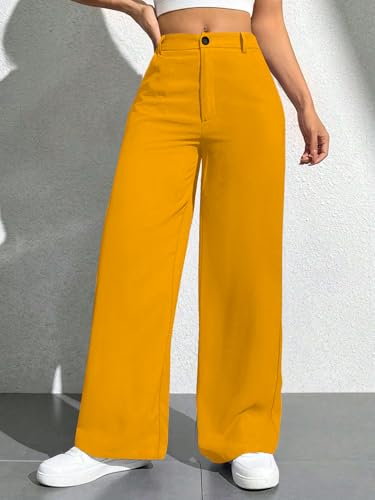 Image of Toochki Trousers for Woman Pants Women's Formal Office Korean | Beige Black Track Pant | Straight | Cotton Spandex Stretchable Trouser | High-Waisted Bottom Wear
