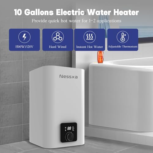8 Gallon Electric Mini Tank Water Heater, 110V 1500W Compact Electric Storage Instant Hot Water Heaters, Point of Use On Demand Under Sink Water Heater for Home Kichen Bathroom
