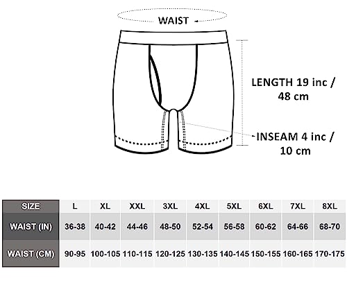 Image of Men's 100% Cotton Plus Size High Waist Regular Fit Solid Boxer Briefs Innerwear Long Trunks Full Underwear