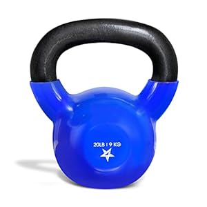 Yes4All 2-20kg Vinyl Gecoat Gietijzeren Kettlebell, Kettle Bell Gewicht Sets – Blauwe Kettlebells