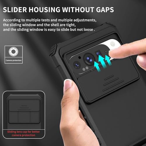 Image of Back Cover Case for Google Pixel 9 Pro XL | Sliding Camera Shield | Black Stereoscopic Stand | 360 Degree Protection Mobile Phone Case Cover for Google Pixel 9 Pro XL | PC, Black